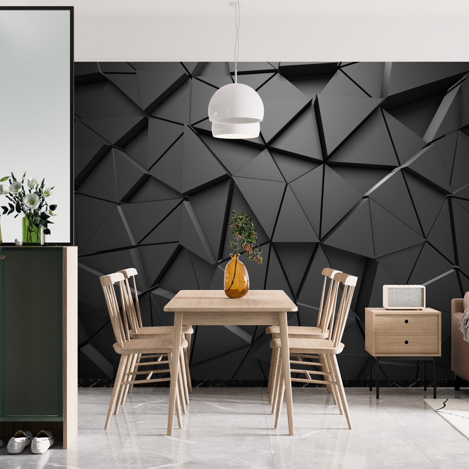 Papier peint éléments triangulaires dans un motif de mosaïque sombre