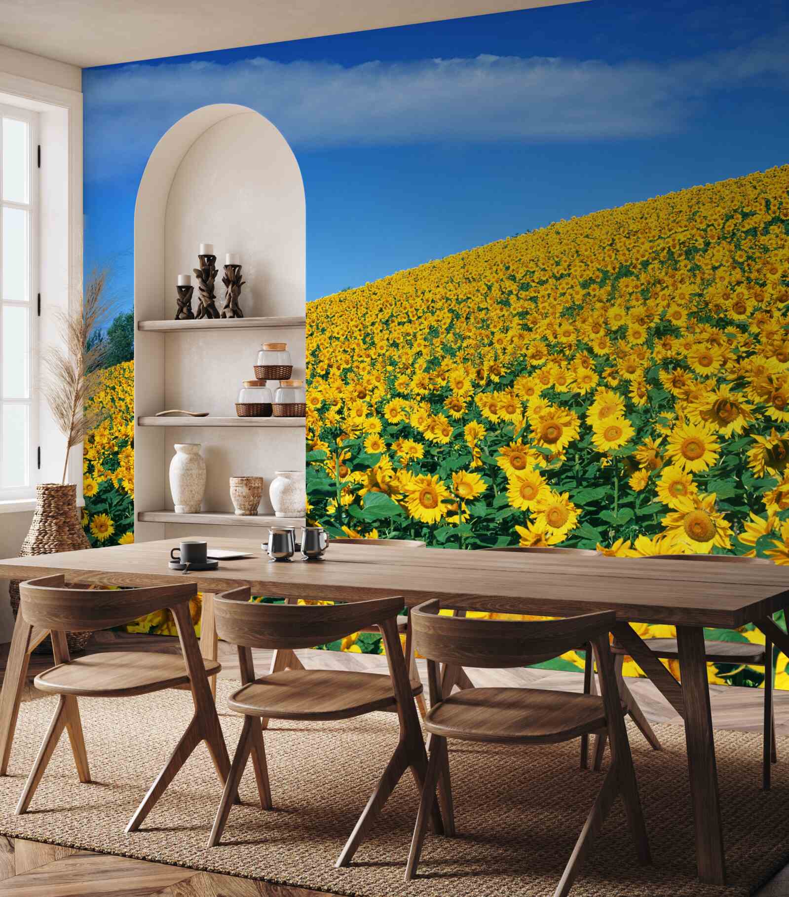 Papier peint Un grand espace avec des tournesols