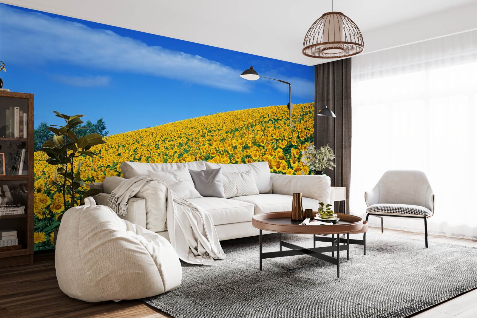 Papier peint Un grand espace avec des tournesols