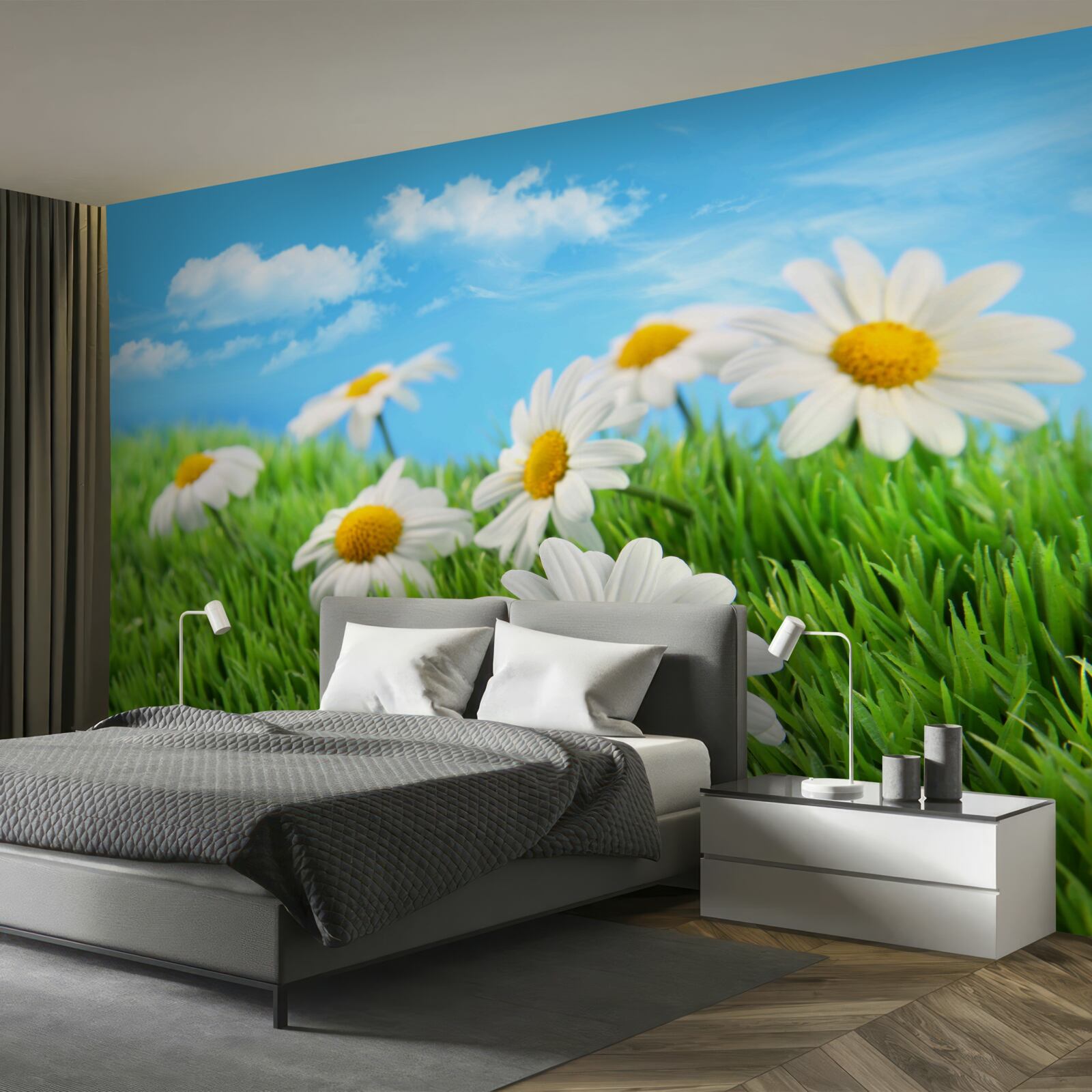 Papier peint Marguerites des prés blanches comme la neige