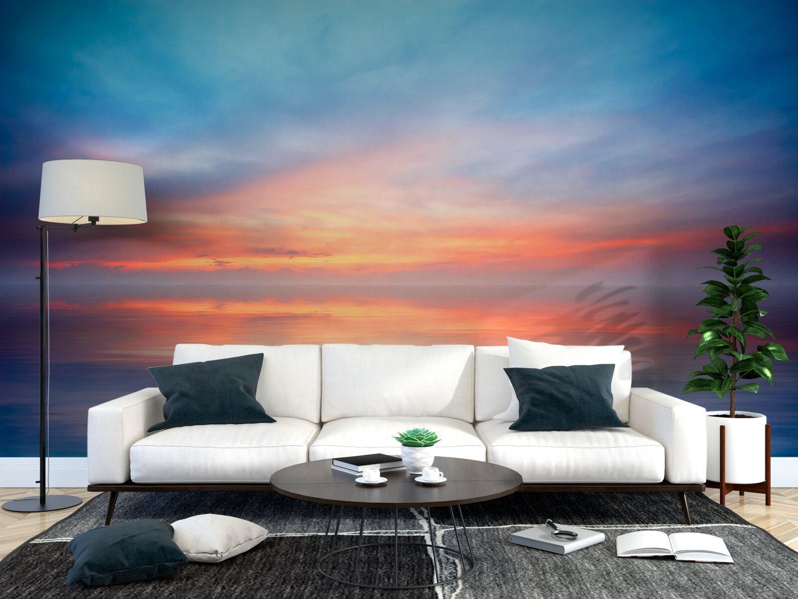 Papier peint coucher de soleil calme en mer