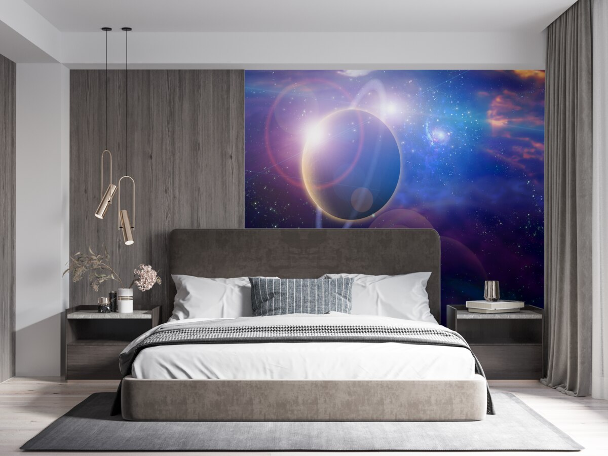 Papier peint étoiles sur une planète céleste