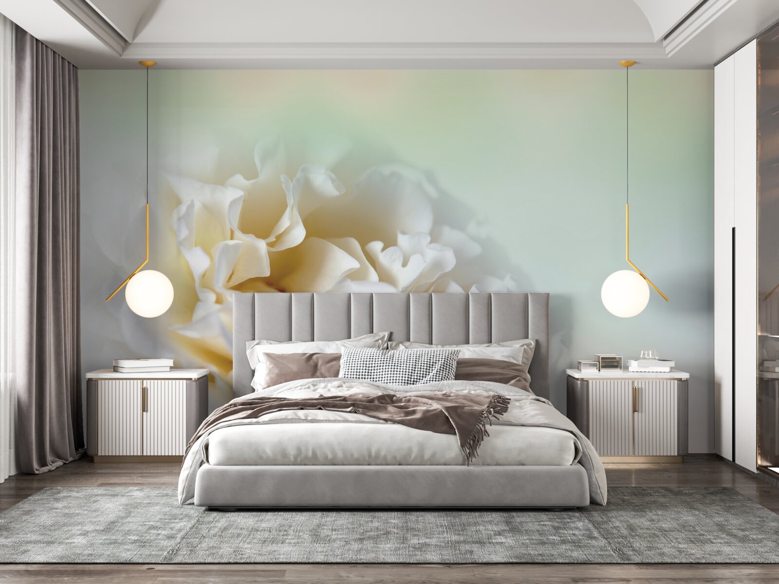 Papier peint fleur blanche romantique, pleine de délicatesse