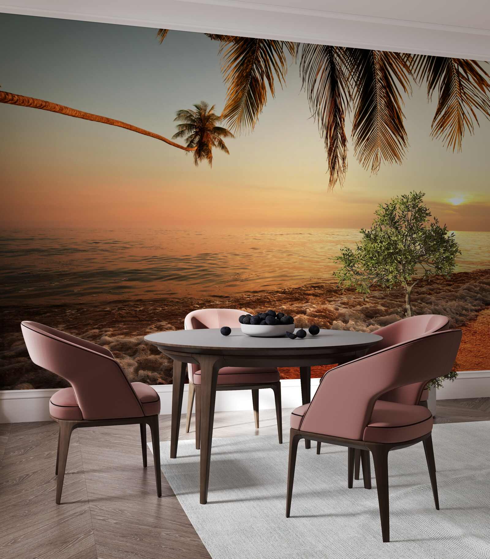 Papier peint île tropicale au coucher du soleil