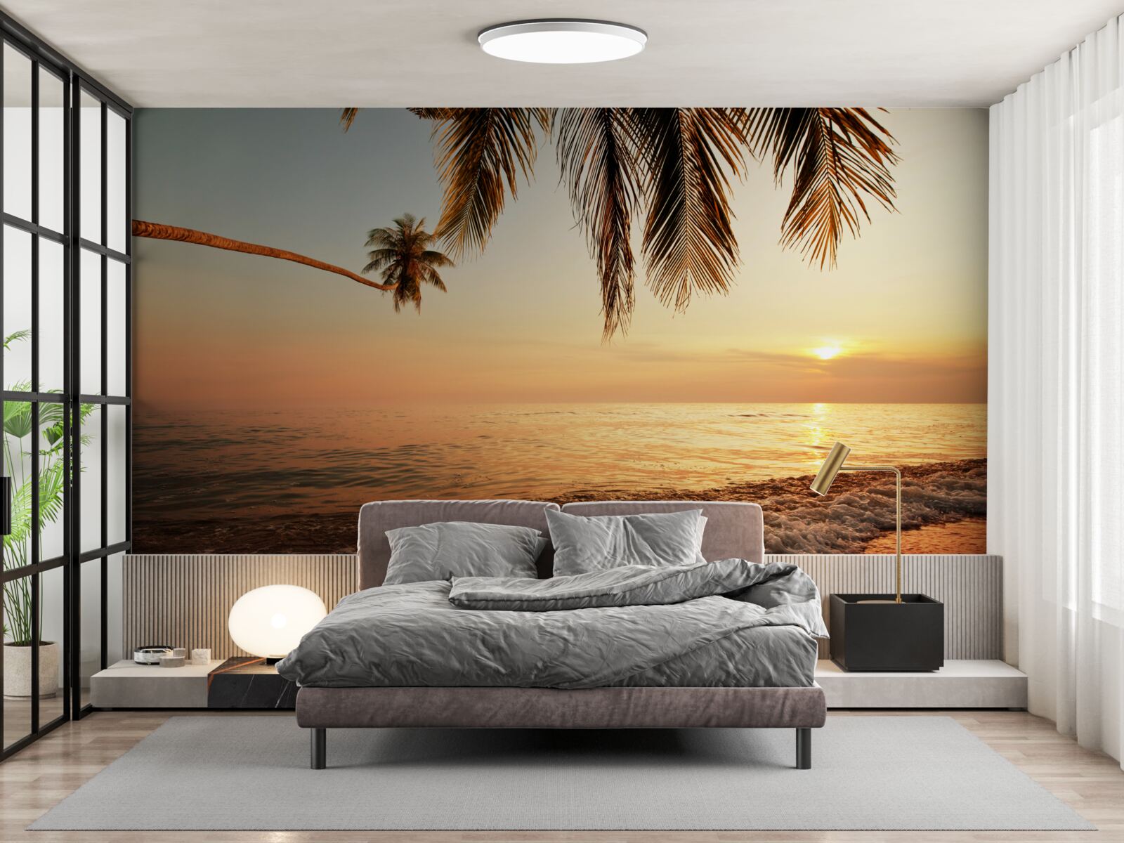 Papier peint île tropicale au coucher du soleil