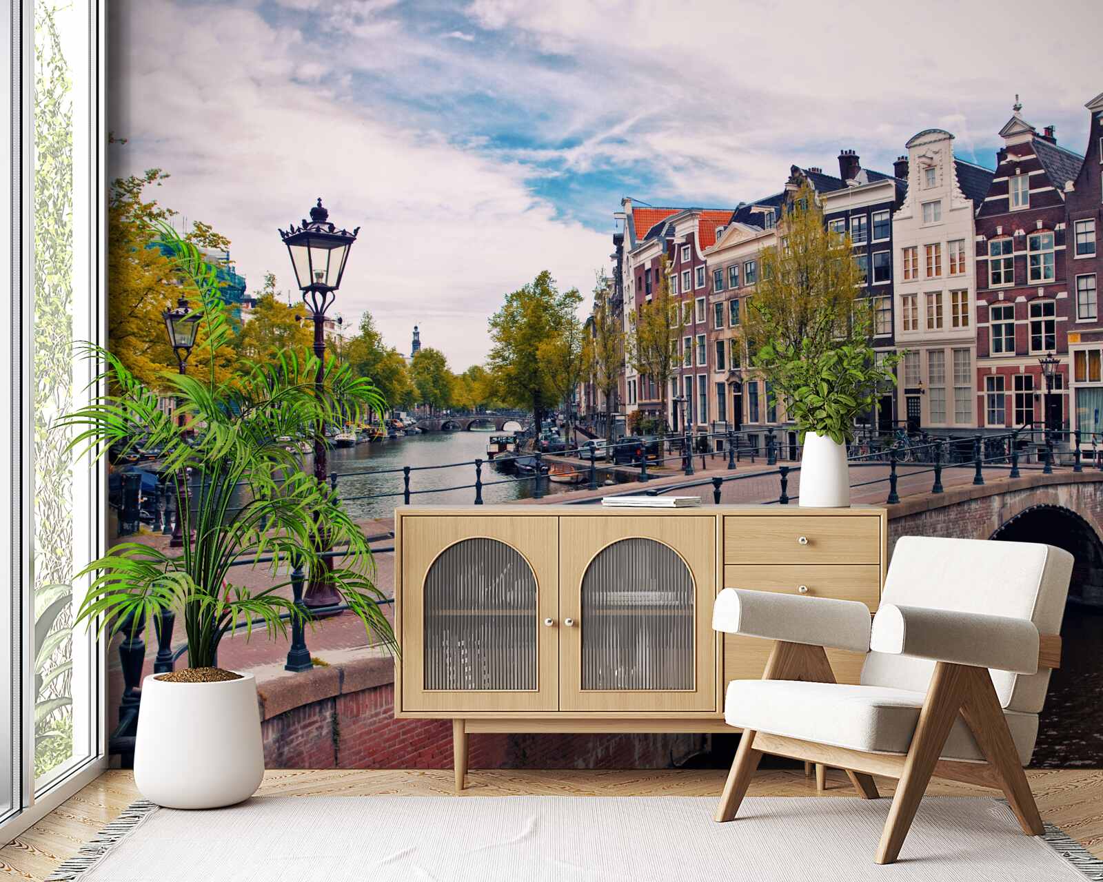 Papier peint Pont d'Amsterdam sur le canal
