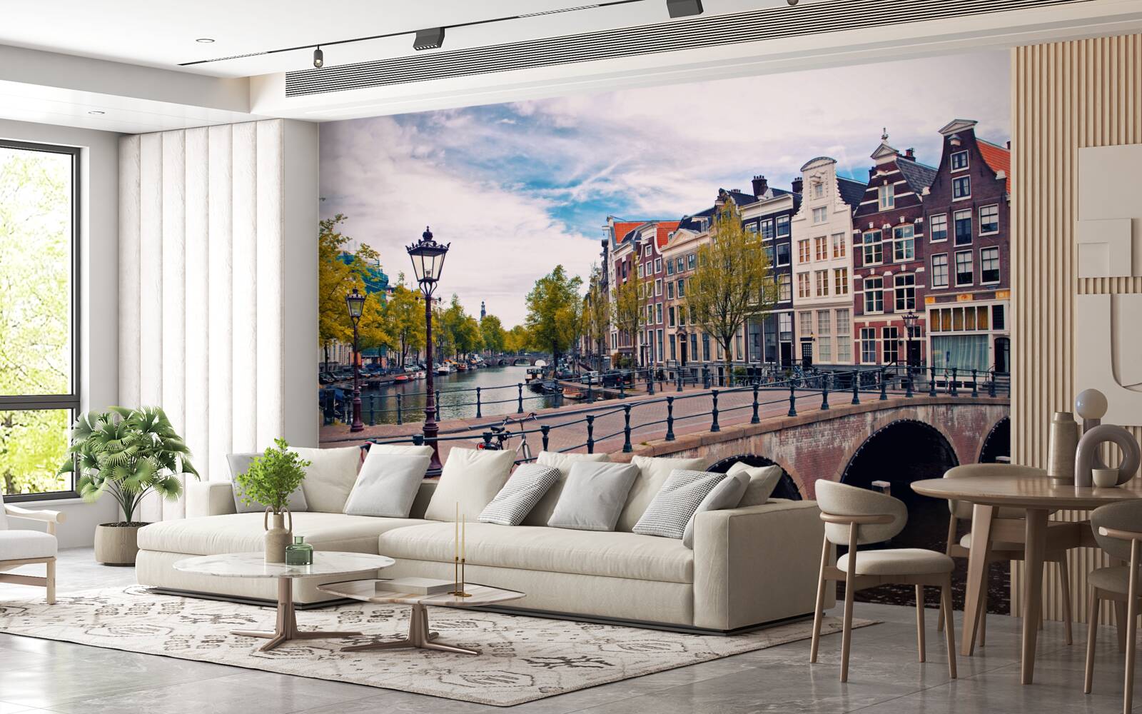 Papier peint Pont d'Amsterdam sur le canal