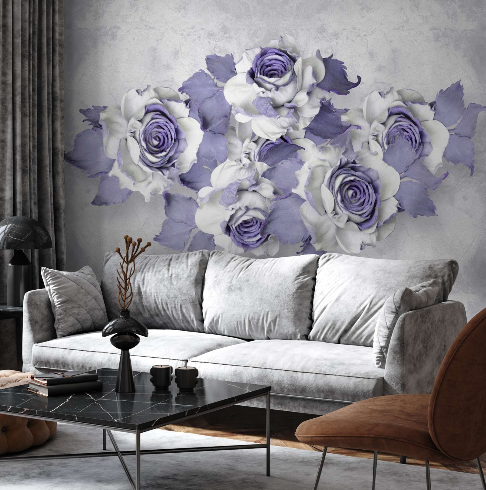 Papier peint décoration florale lilas