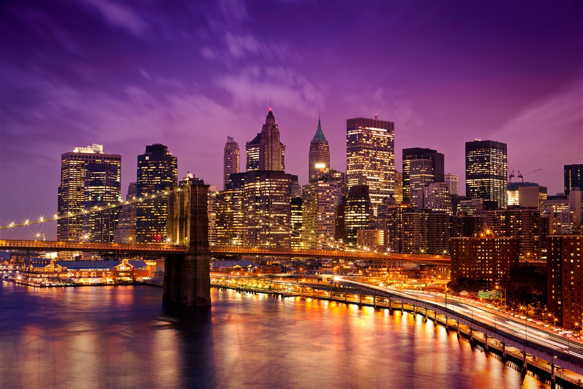 Papier peint pont de brooklyn la nuit