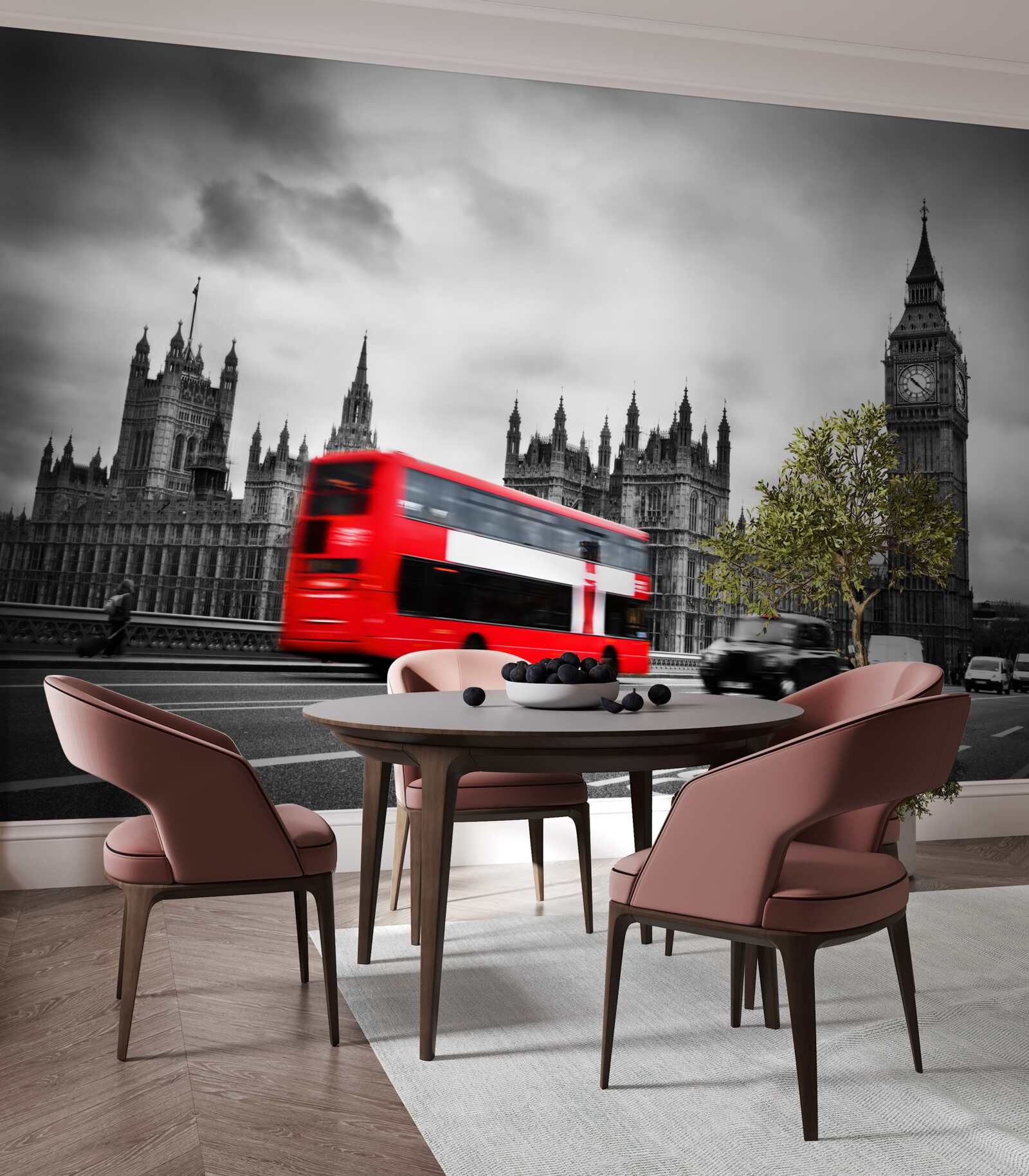 Papier peint bus londonien sur la route