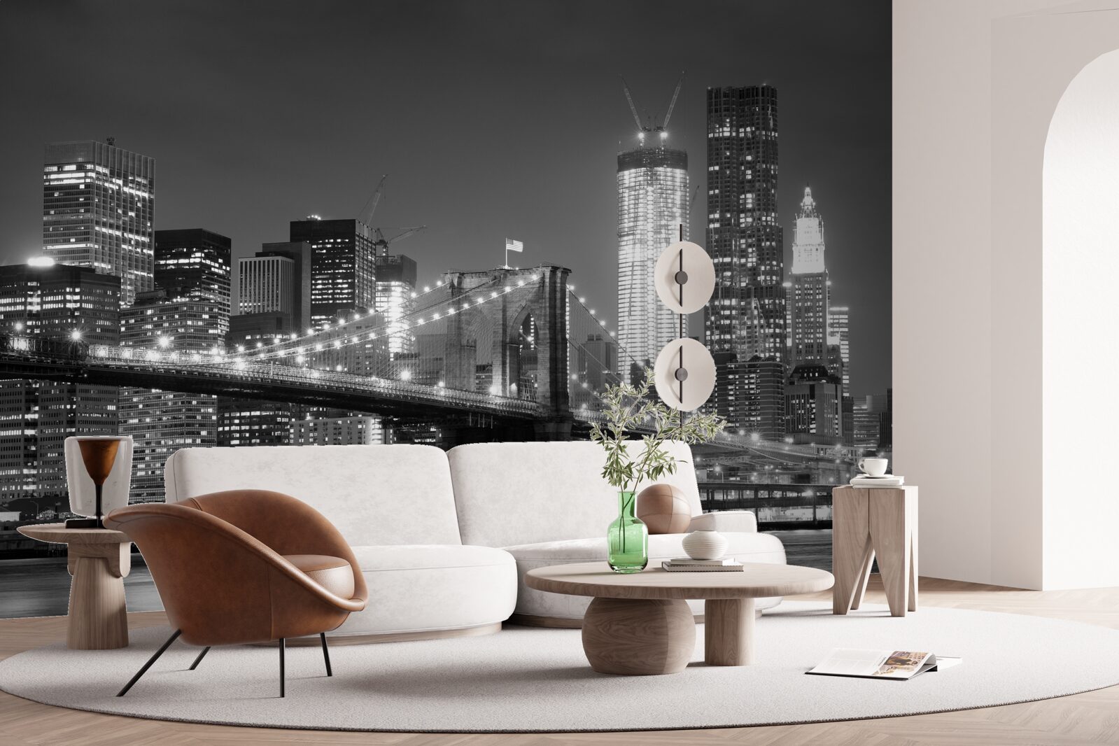 Papier peint pont de brooklyn en noir et blanc