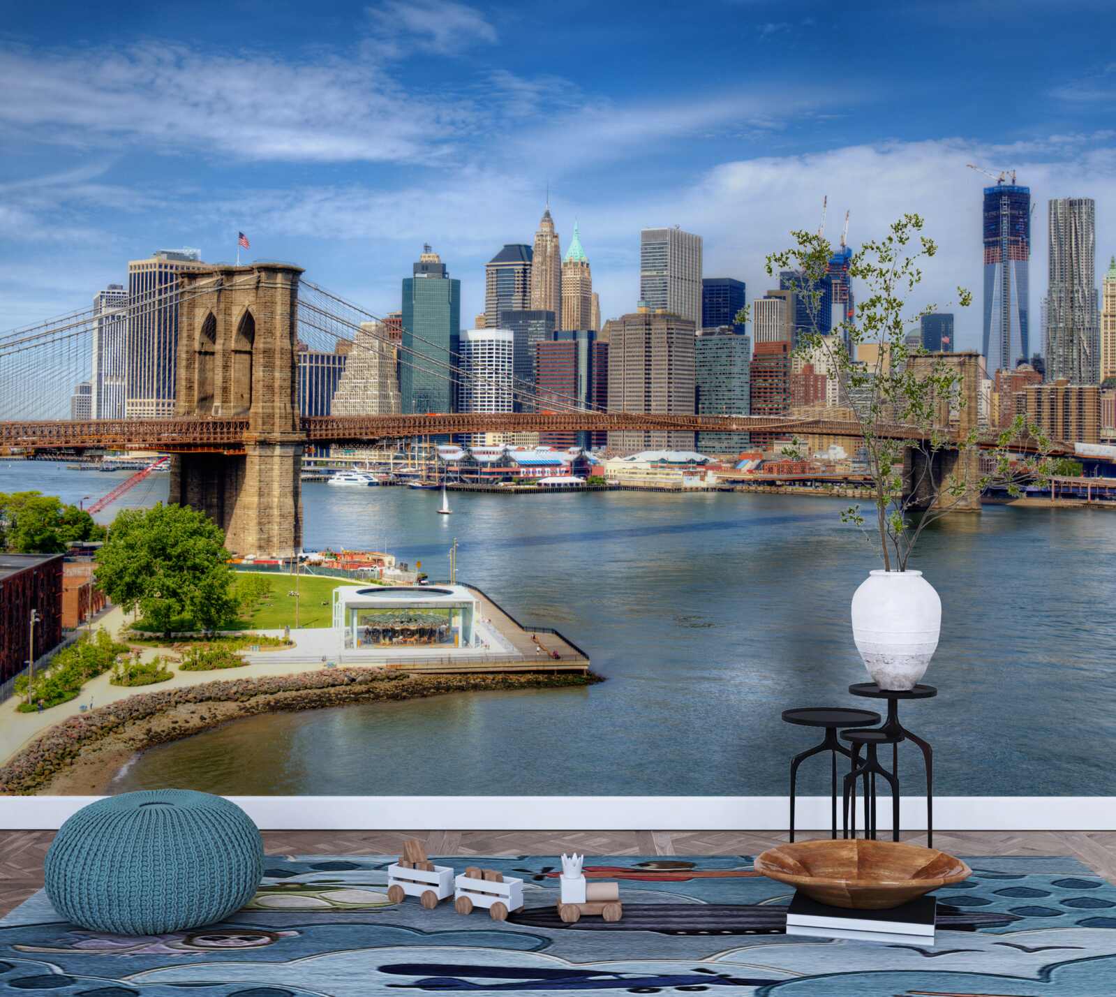 Papier peint pont de brooklyn et bas manhattan