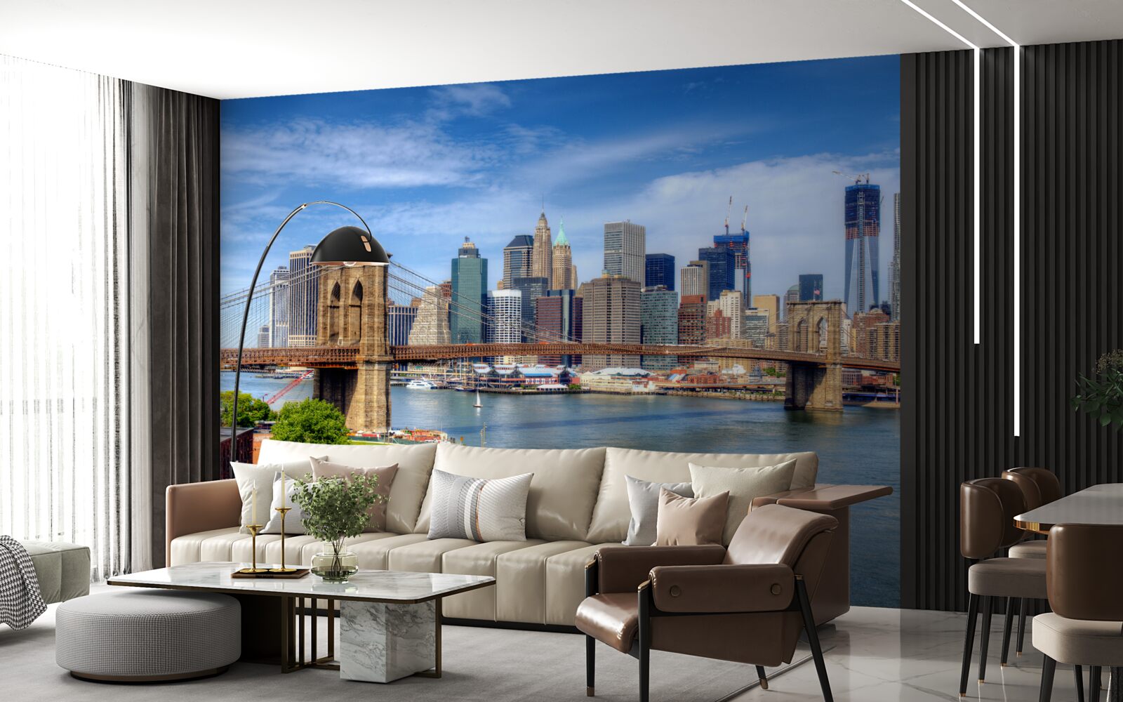 Papier peint pont de brooklyn et bas manhattan