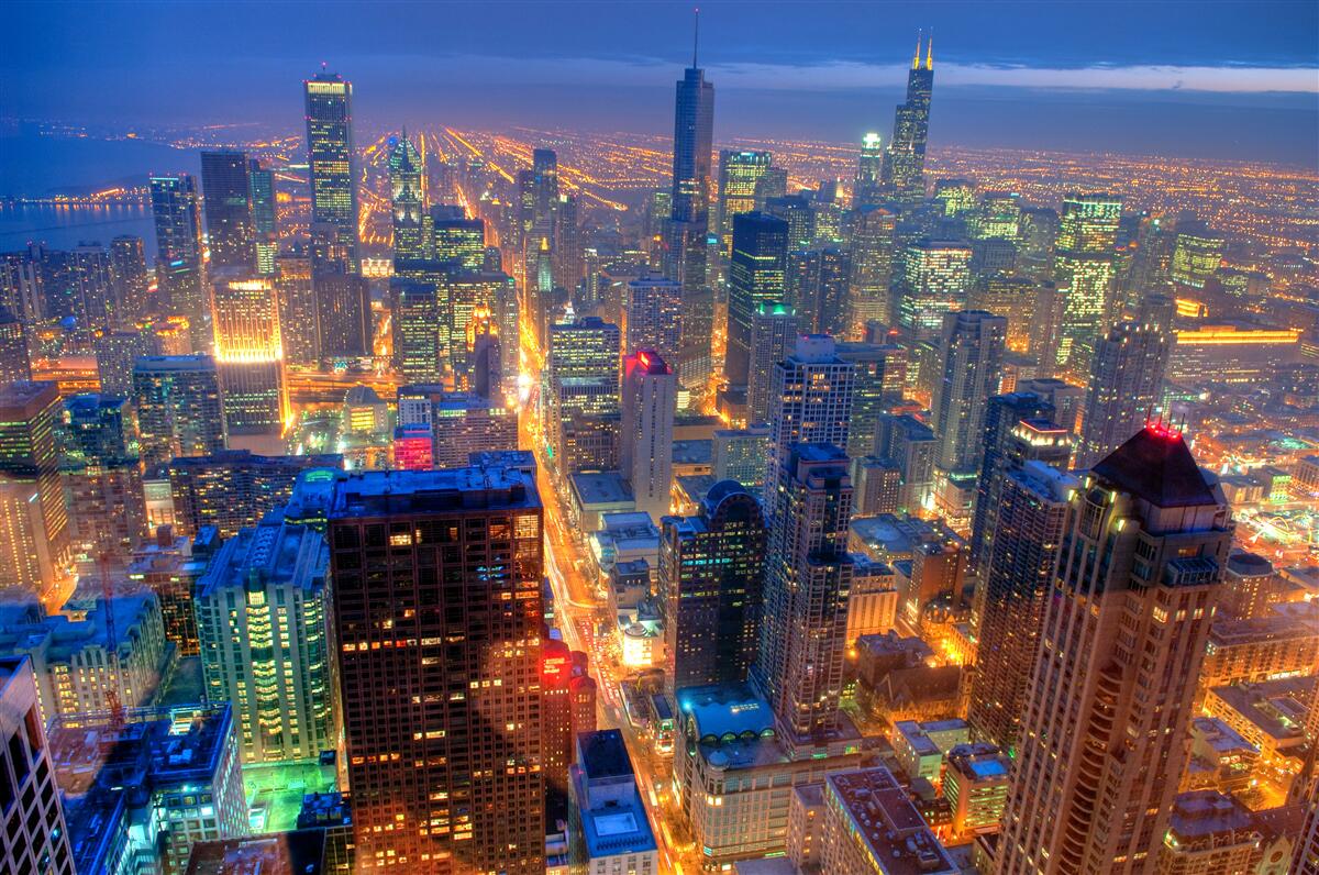 Papier peint Les lumières de Chicago illuminent les rues