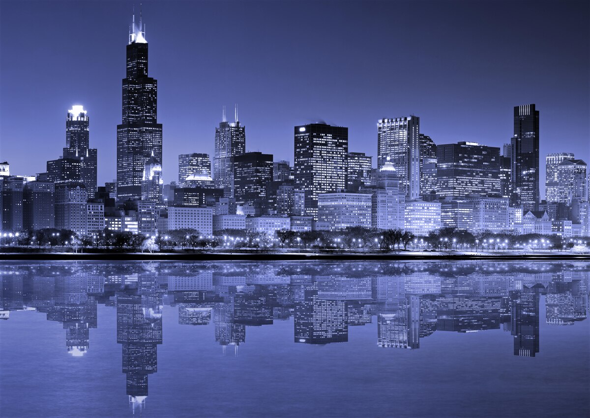 Papier peint vue nocturne de chicago