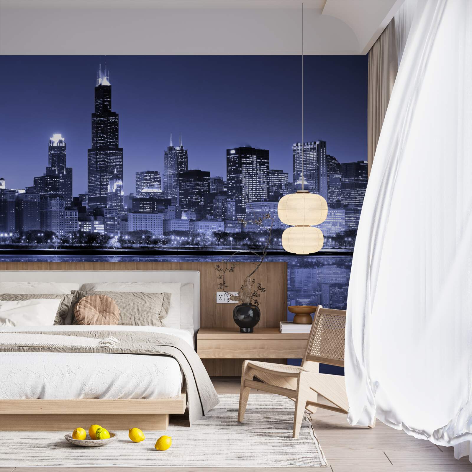 Papier peint vue nocturne de chicago