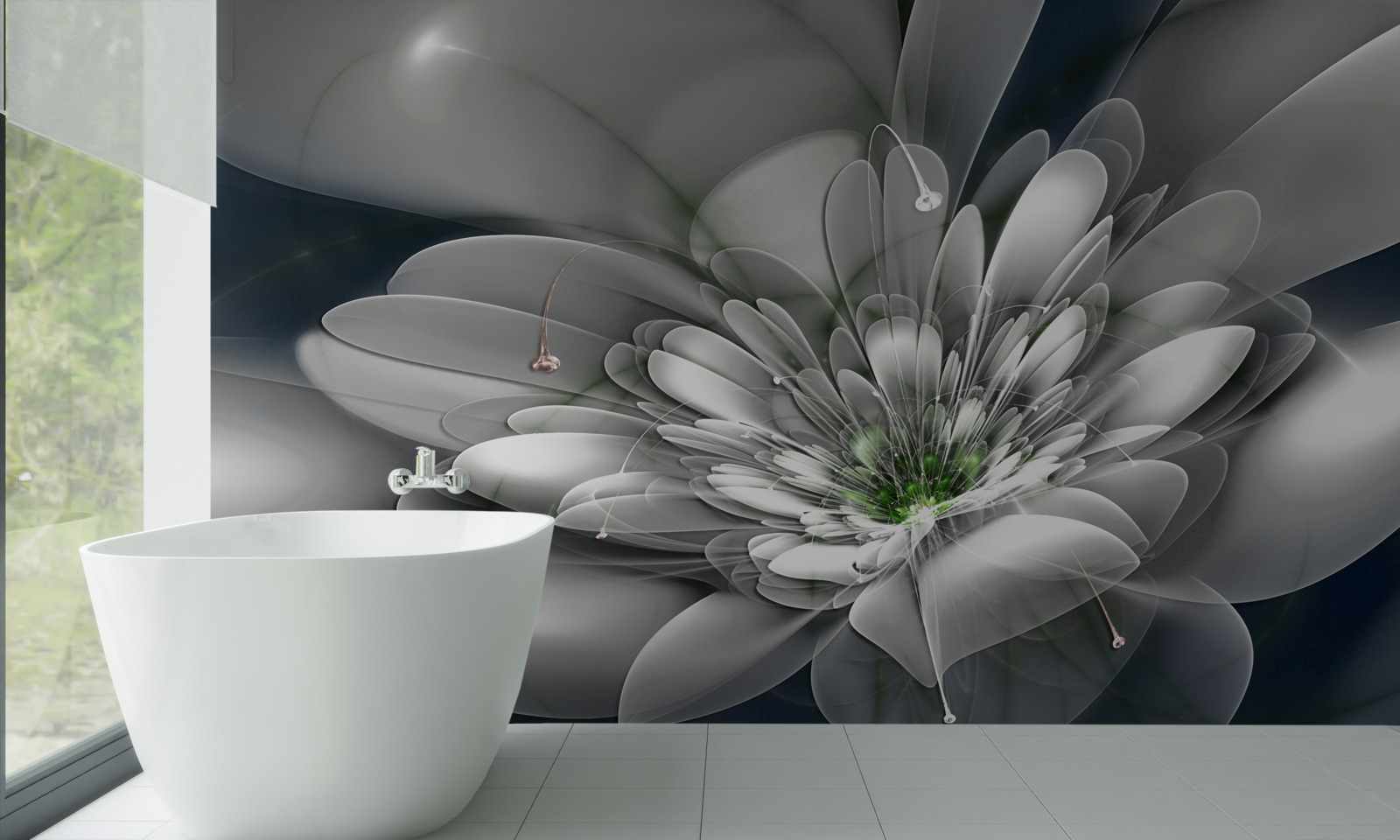 Papier peint grande fleur blanche