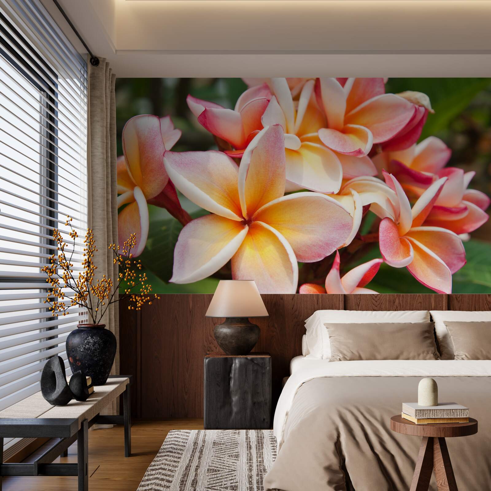 Papier peint frangipanier avec des fleurs attrayantes