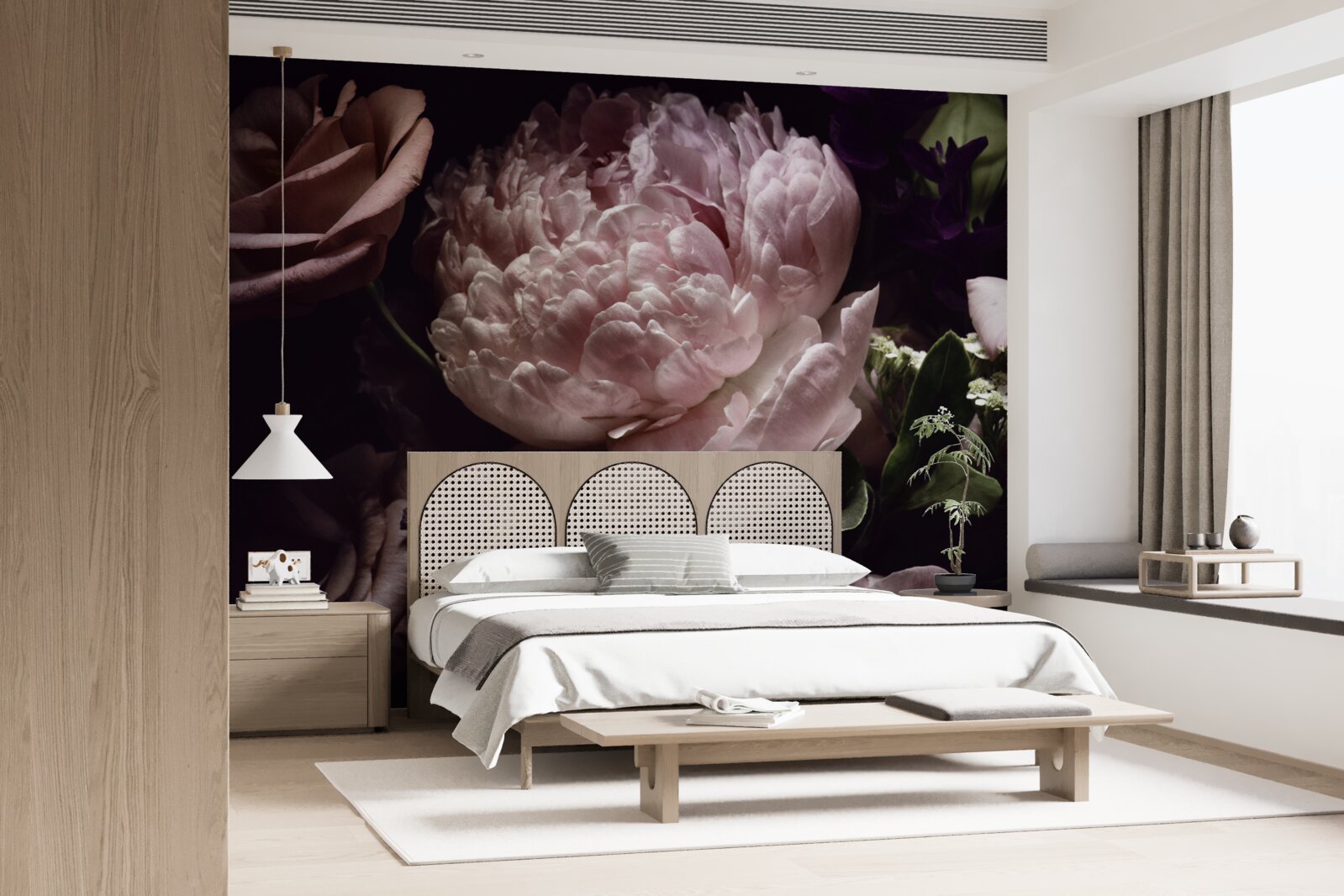 Papier peint set de roses rétro