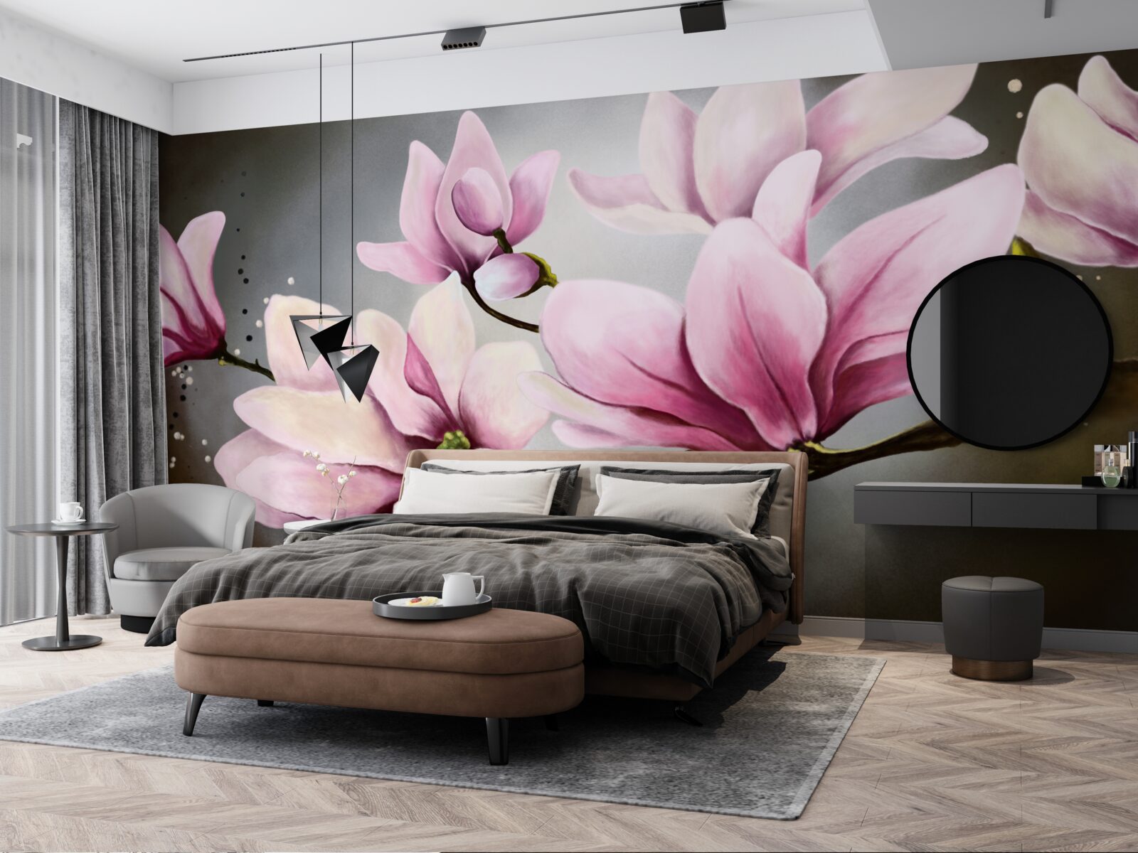 Papier peint les fleurs s'ouvrent en taille réelle