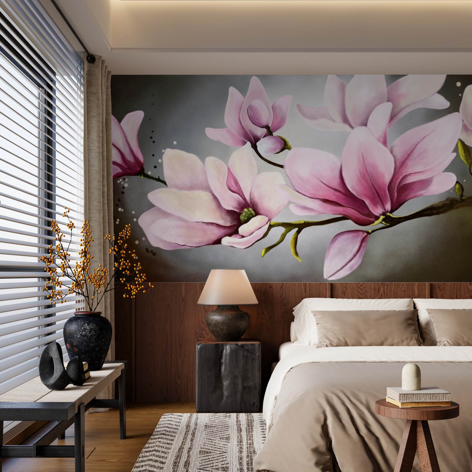 Papier peint les fleurs s'ouvrent en taille réelle