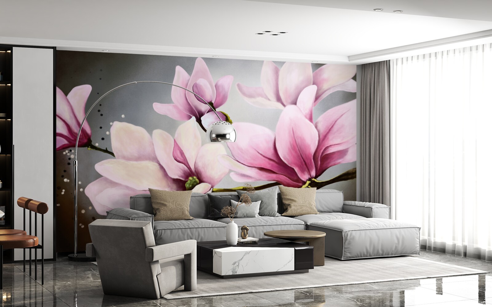 Papier peint les fleurs s'ouvrent en taille réelle