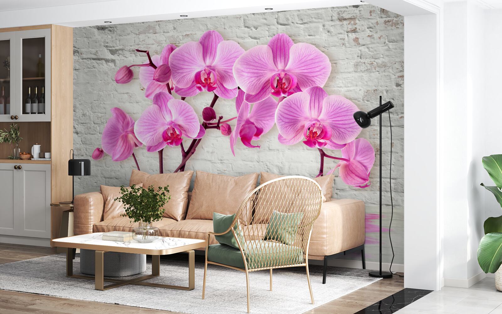 Papier peint fleur d'orchidée violet doux