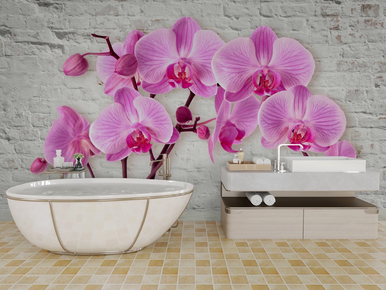 Papier peint fleur d'orchidée violet doux