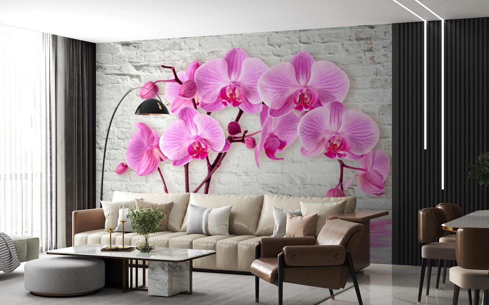Papier peint fleur d'orchidée violet doux
