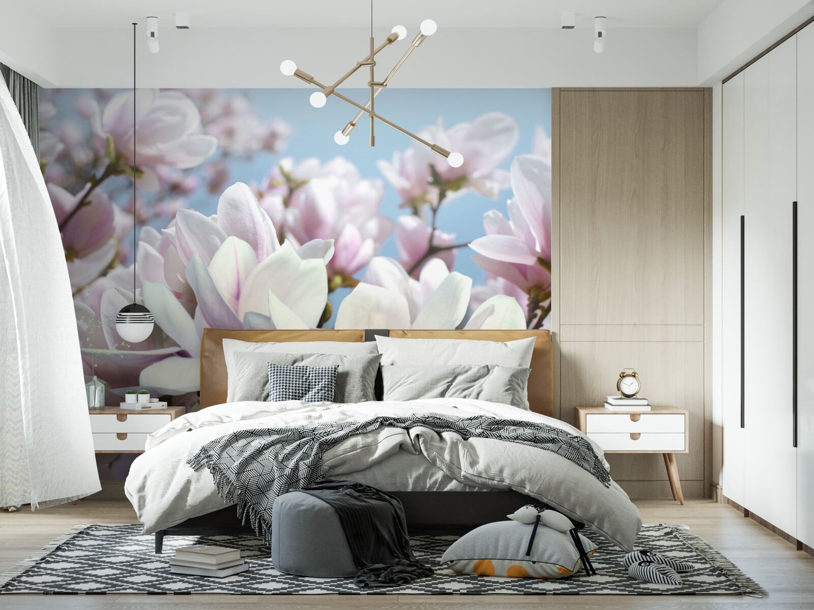 Papier peint magnolia enveloppé de fleurs