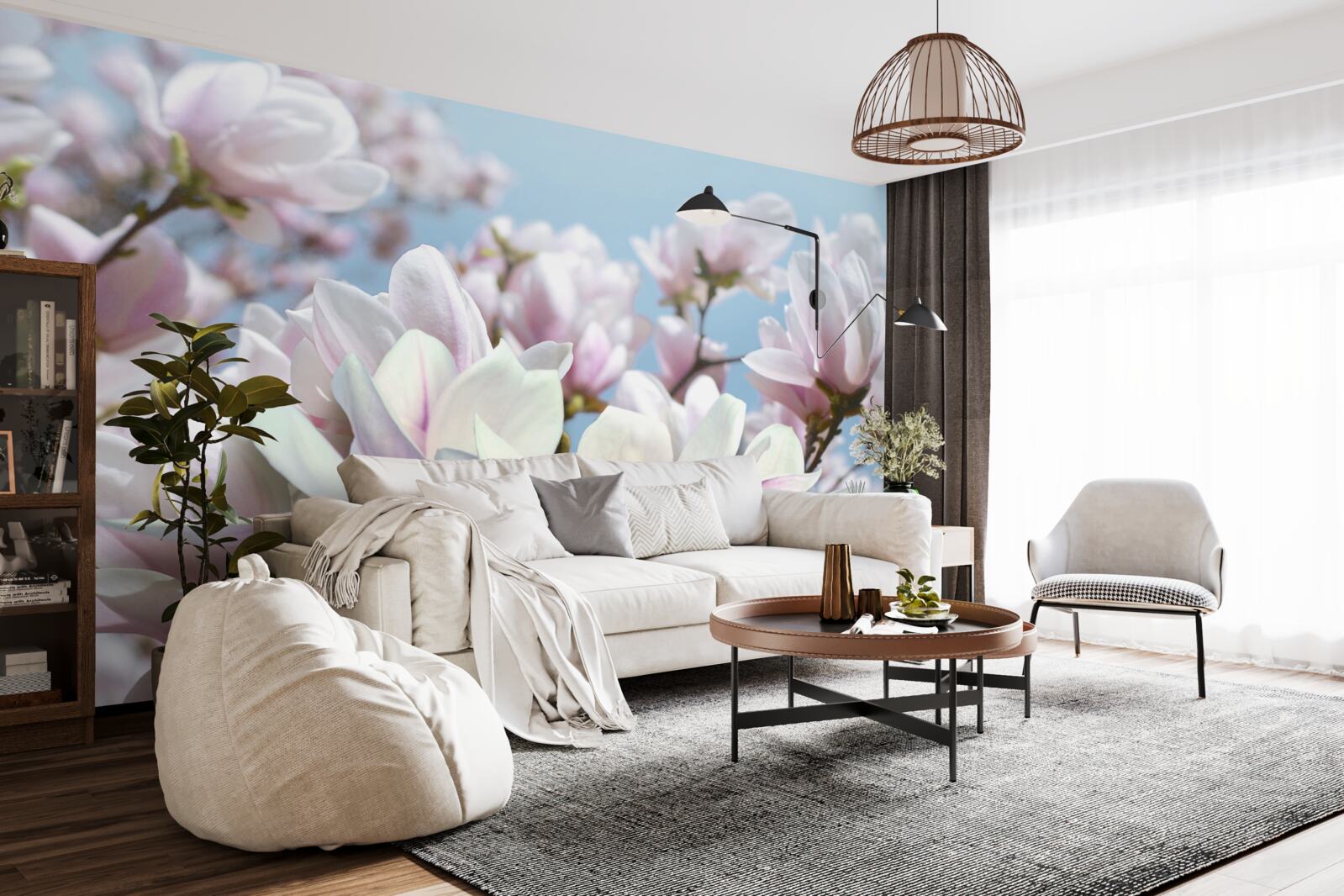 Papier peint magnolia enveloppé de fleurs