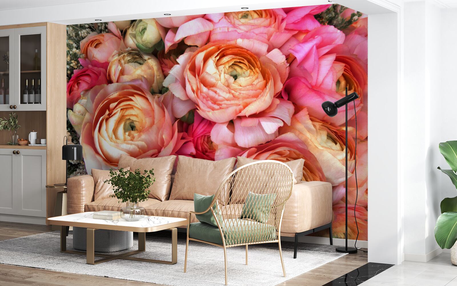 Papier peint des pivoines richement colorées