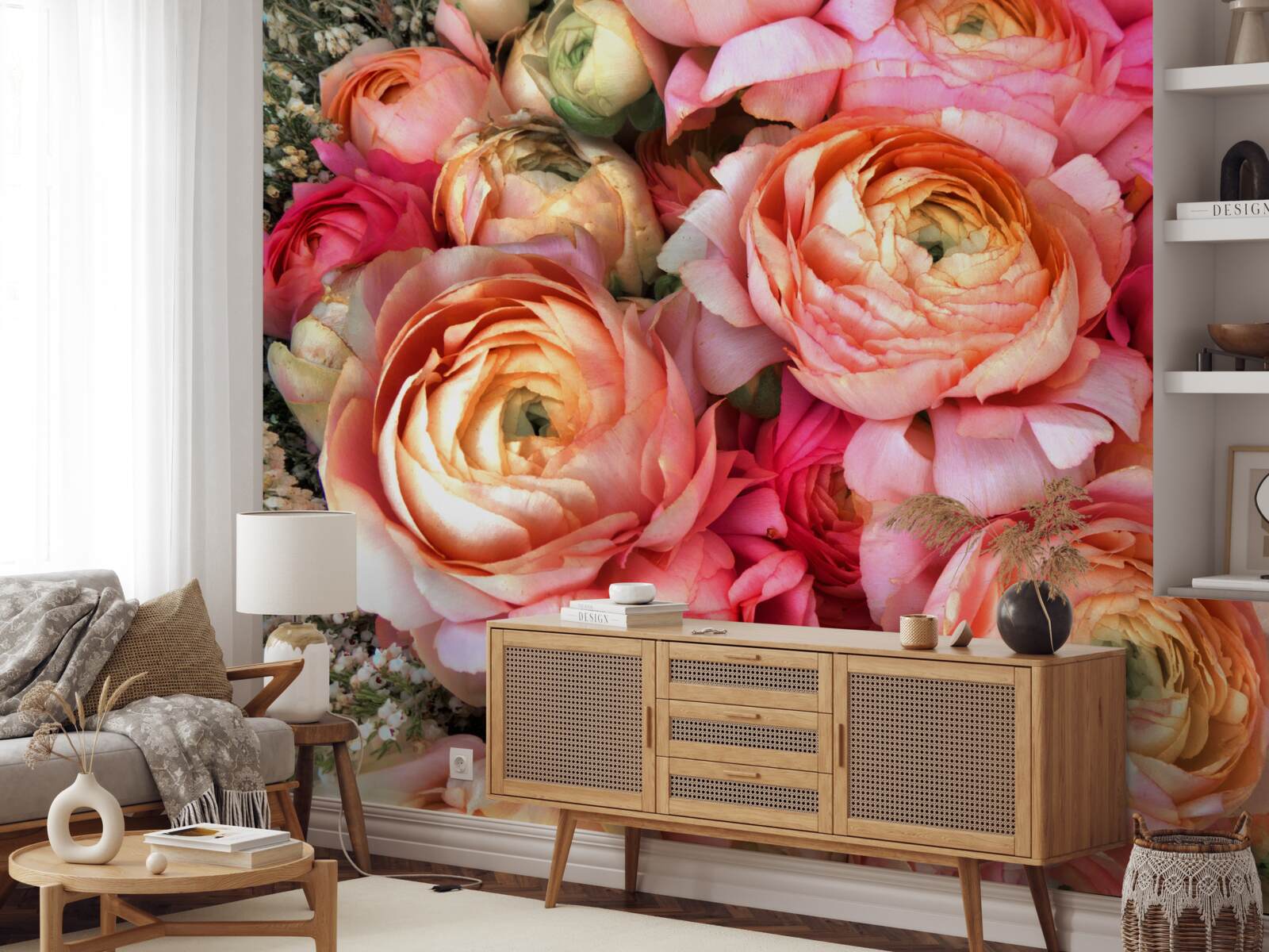Papier peint des pivoines richement colorées