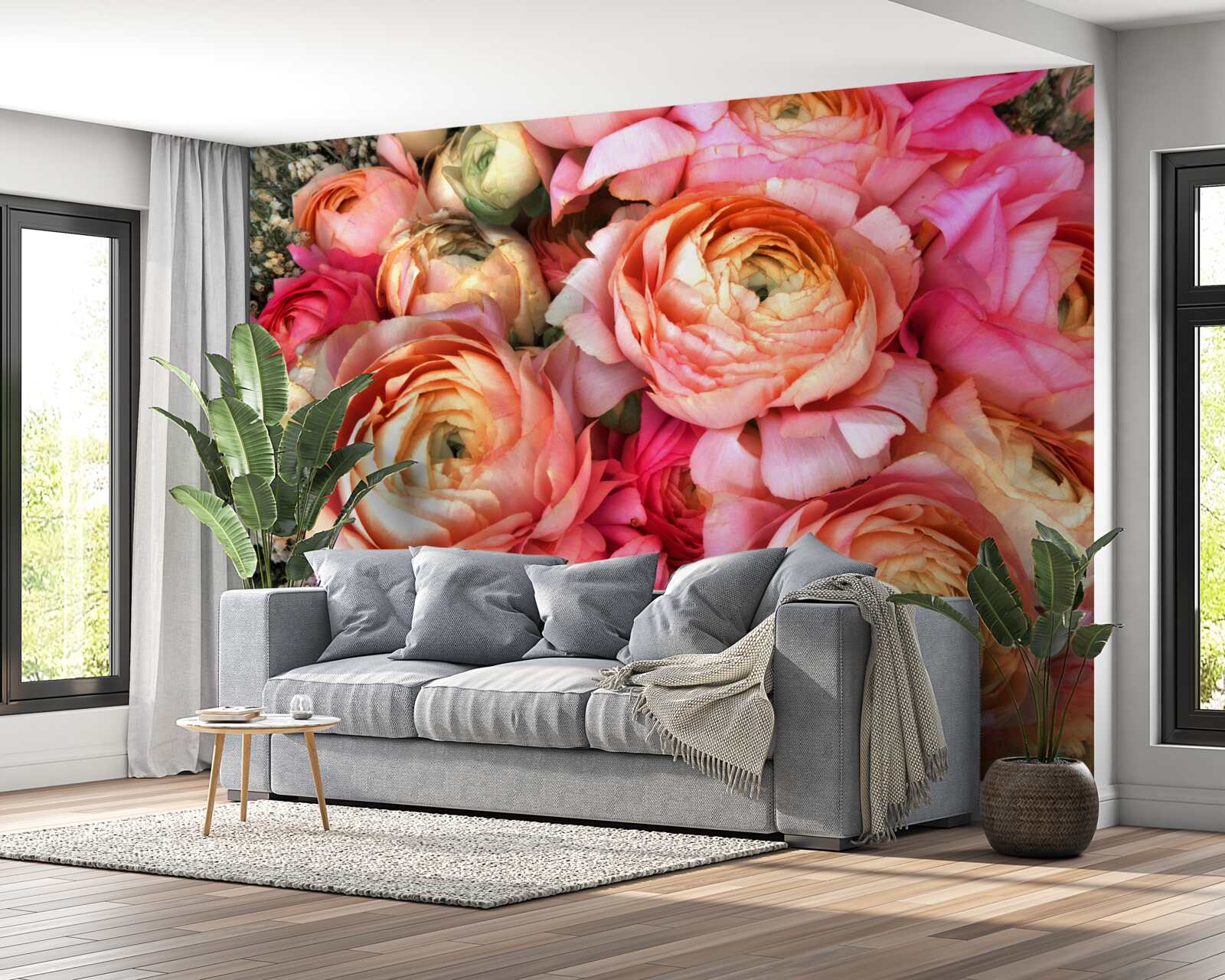 Papier peint des pivoines richement colorées