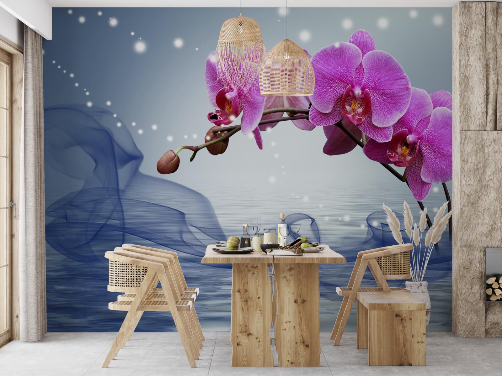 Papier peint Tige d'une magnifique orchidée de couleur lilas