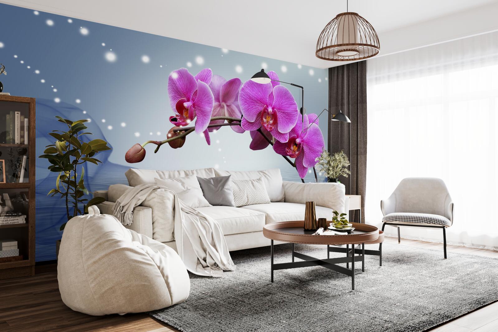 Papier peint Tige d'une magnifique orchidée de couleur lilas