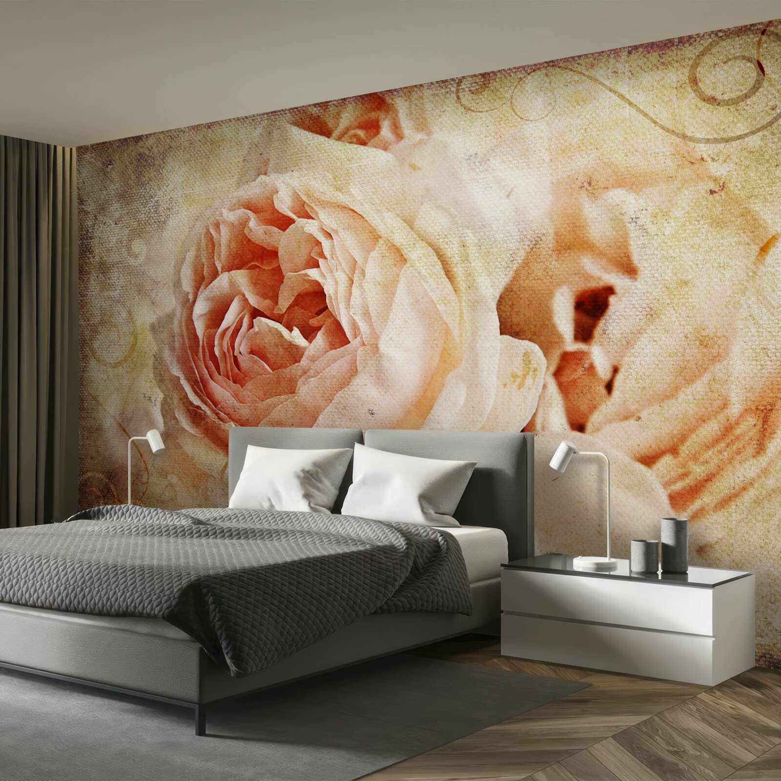 Papier peint roses millésimées