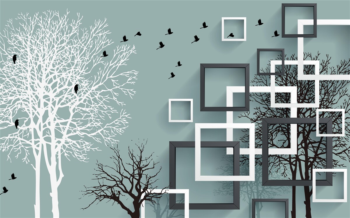 Papier peint les arbres tombés pendant l'hiver et les oiseaux qui se sont envolés vers des climats plus chauds