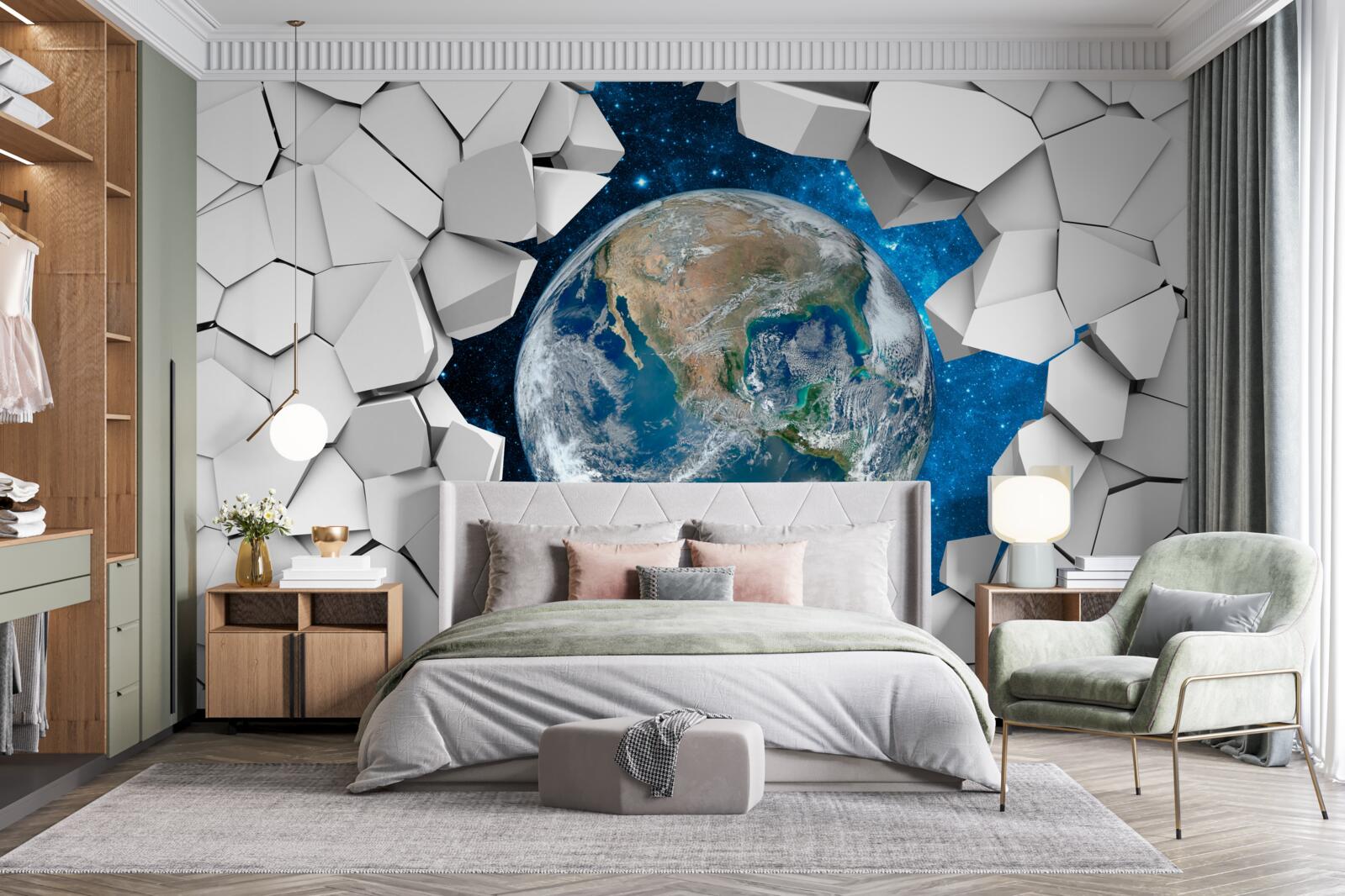 Papier peint un mur délabré dont certaines parties sont recouvertes de terre
