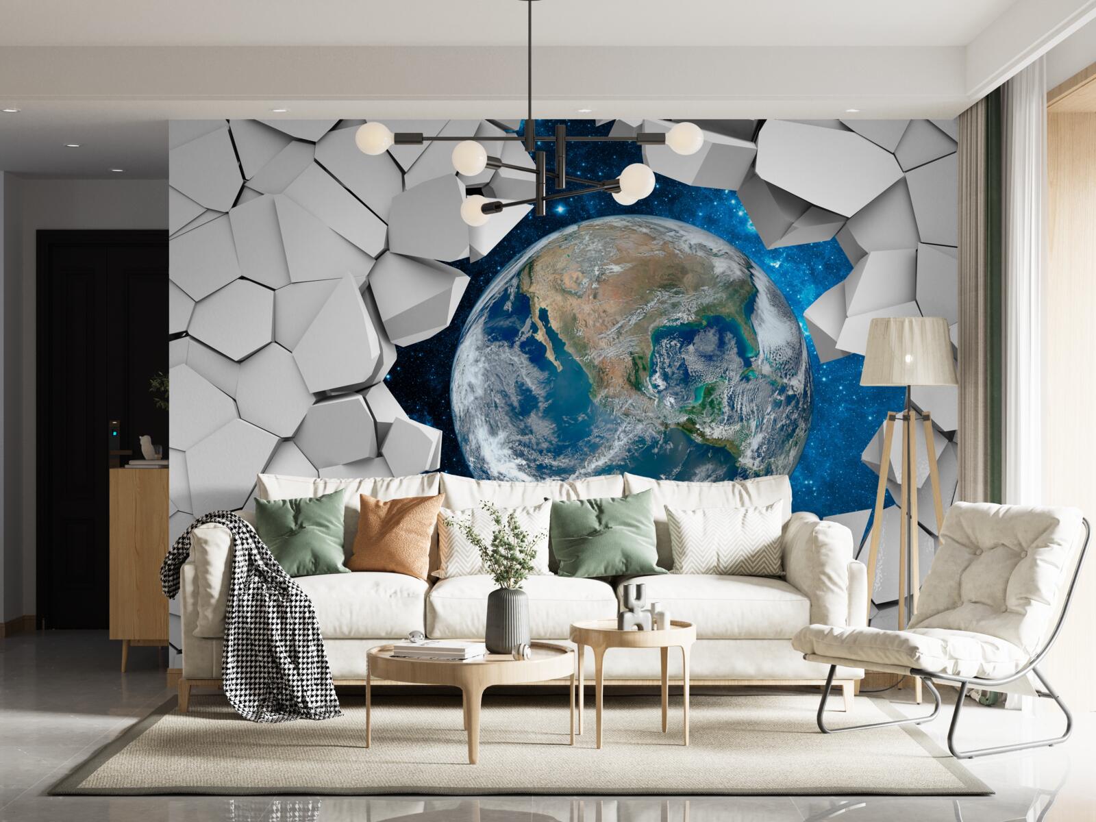 Papier peint un mur délabré dont certaines parties sont recouvertes de terre