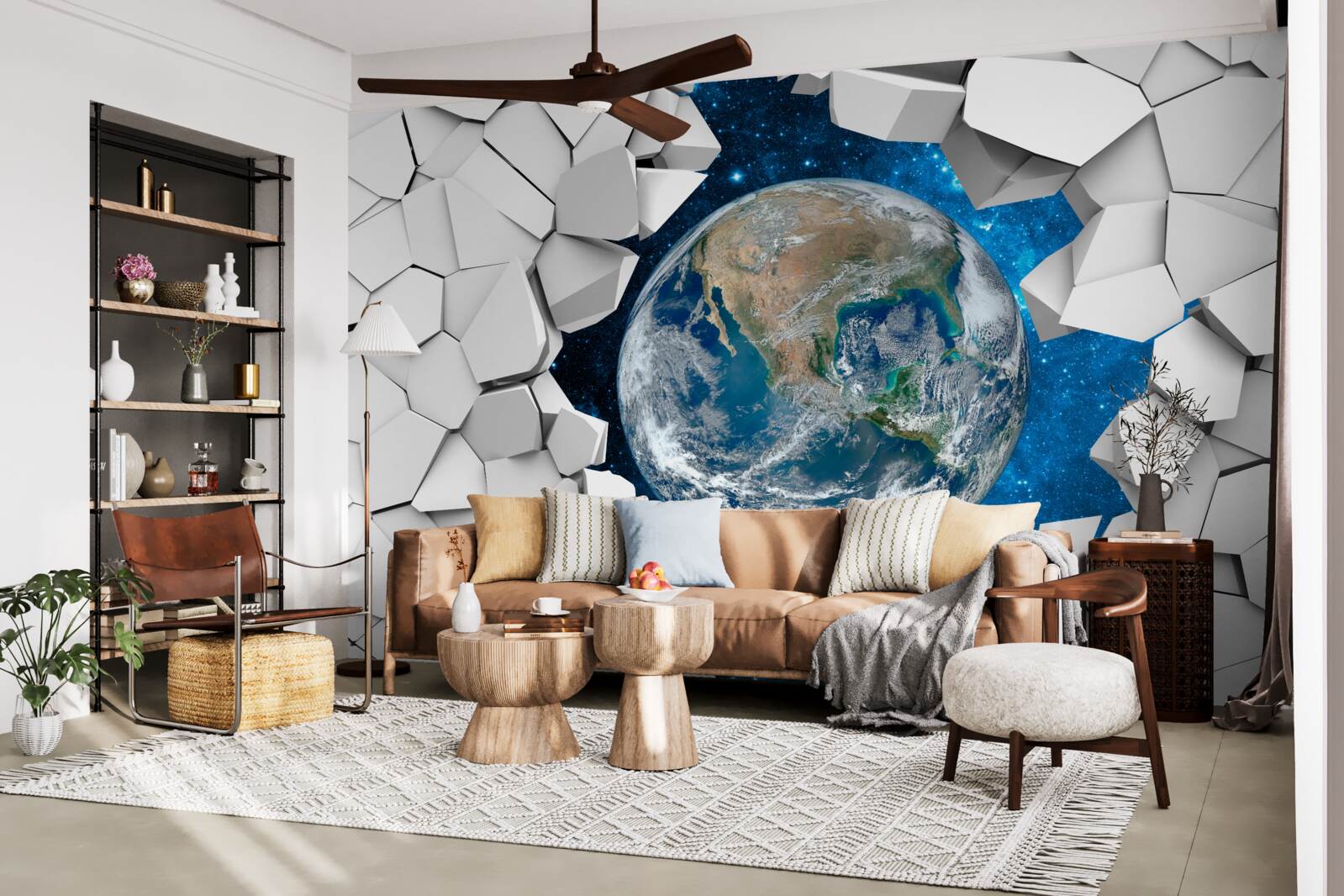 Papier peint un mur délabré dont certaines parties sont recouvertes de terre