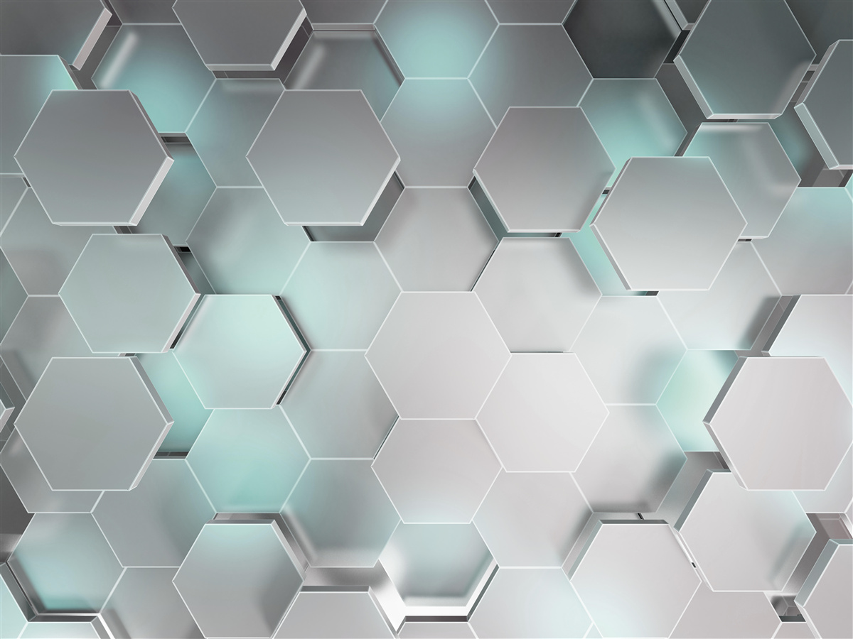 Papier peint des hexagones lumineux flottant dans l'air