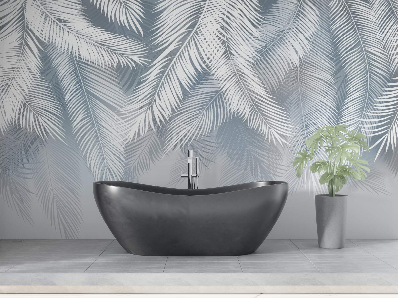 Papier peint feuilles en forme de plumes, pendantes