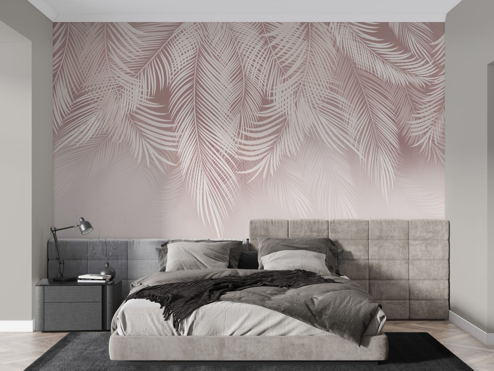 Papier peint des feuilles de palmier pâles pendent