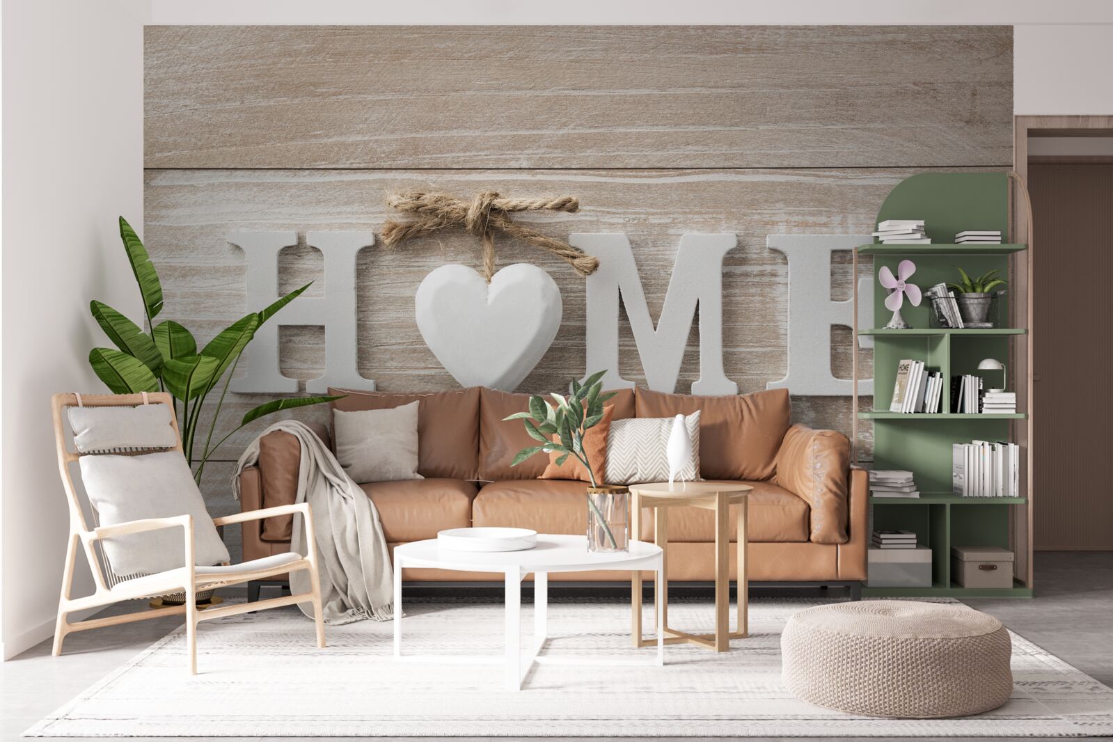 Papier peint texte "home" sur fond d'arbres