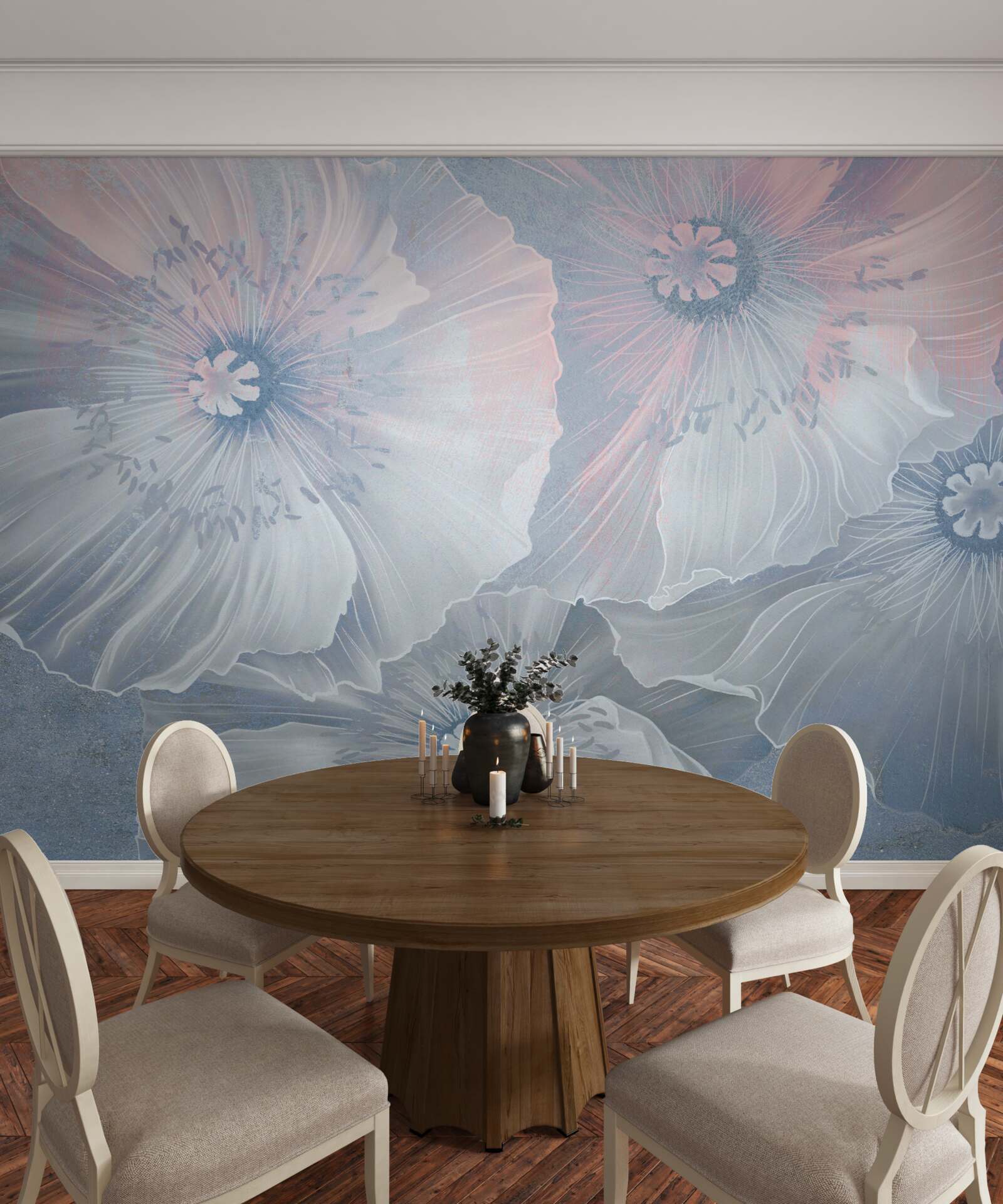 Papier peint image de fond avec des coquelicots changeant de couleur comme des caméléons