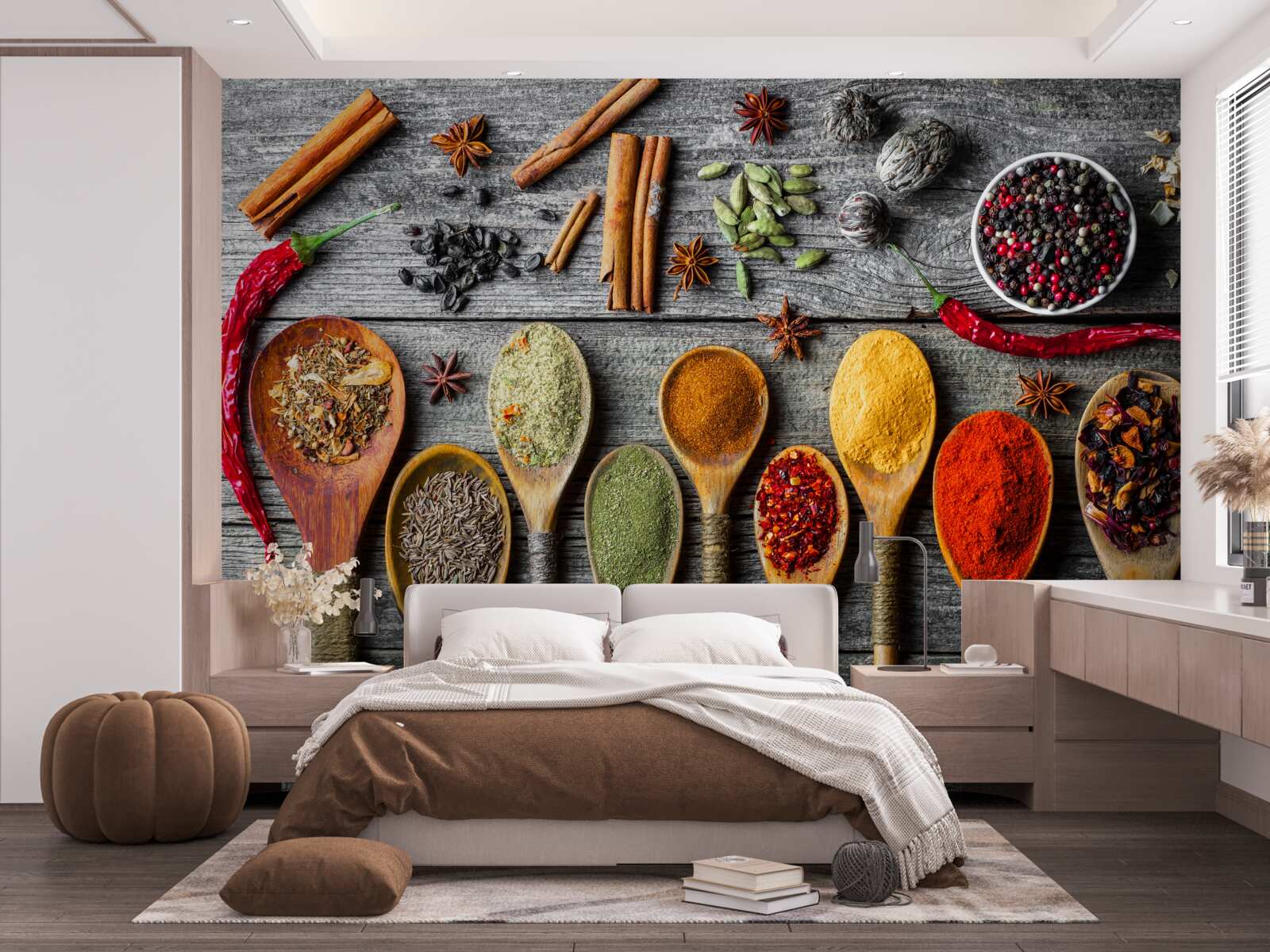 Papier peint condiments légers dans les couverts