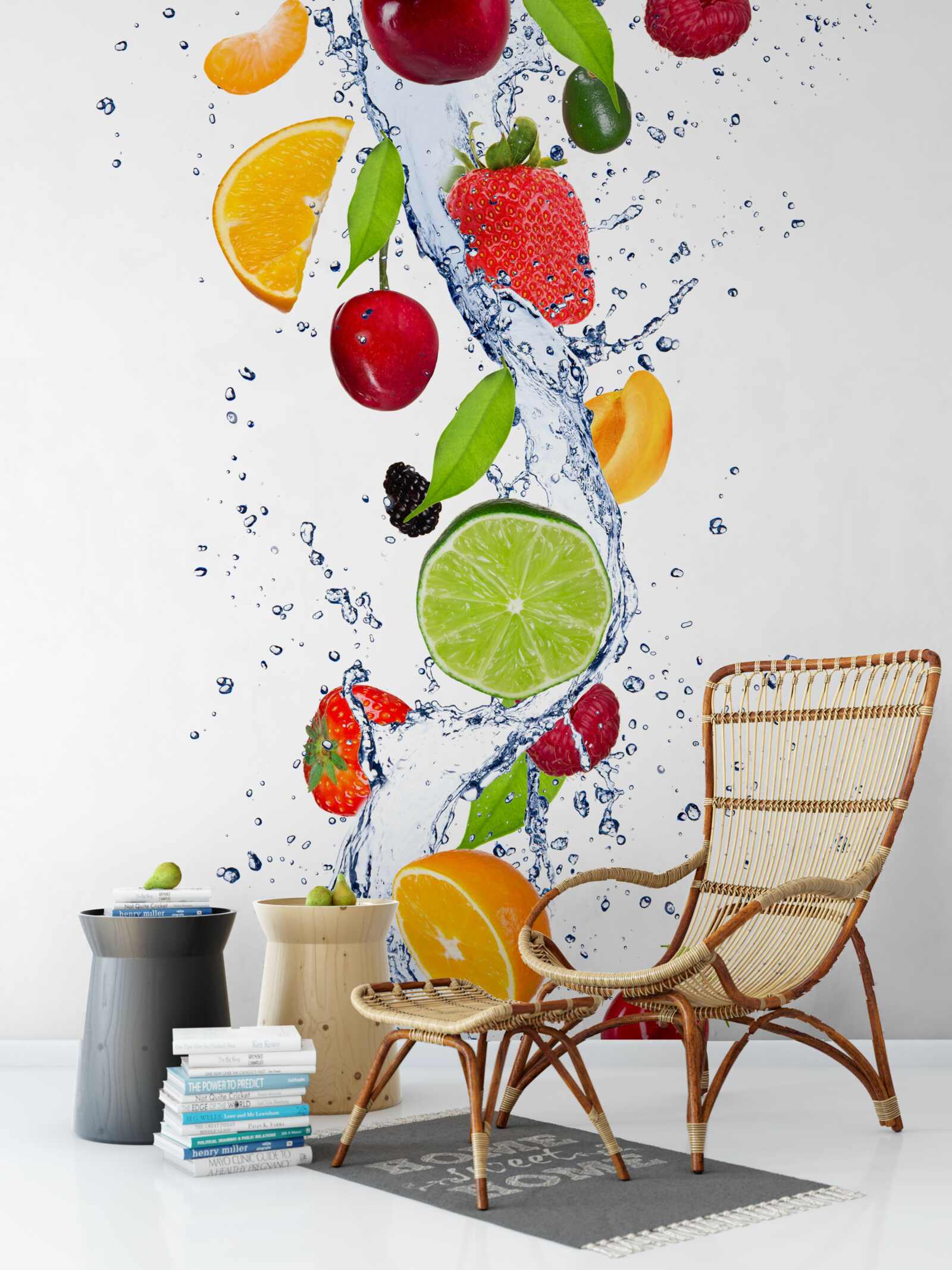 Papier peint fruits tranchés et fruits tombés