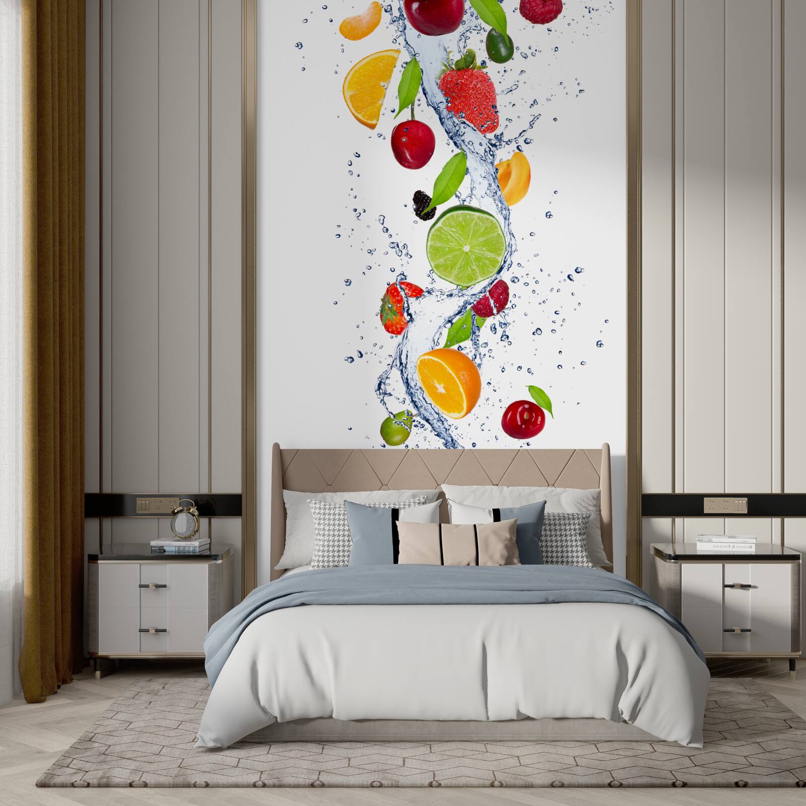 Papier peint fruits tranchés et fruits tombés