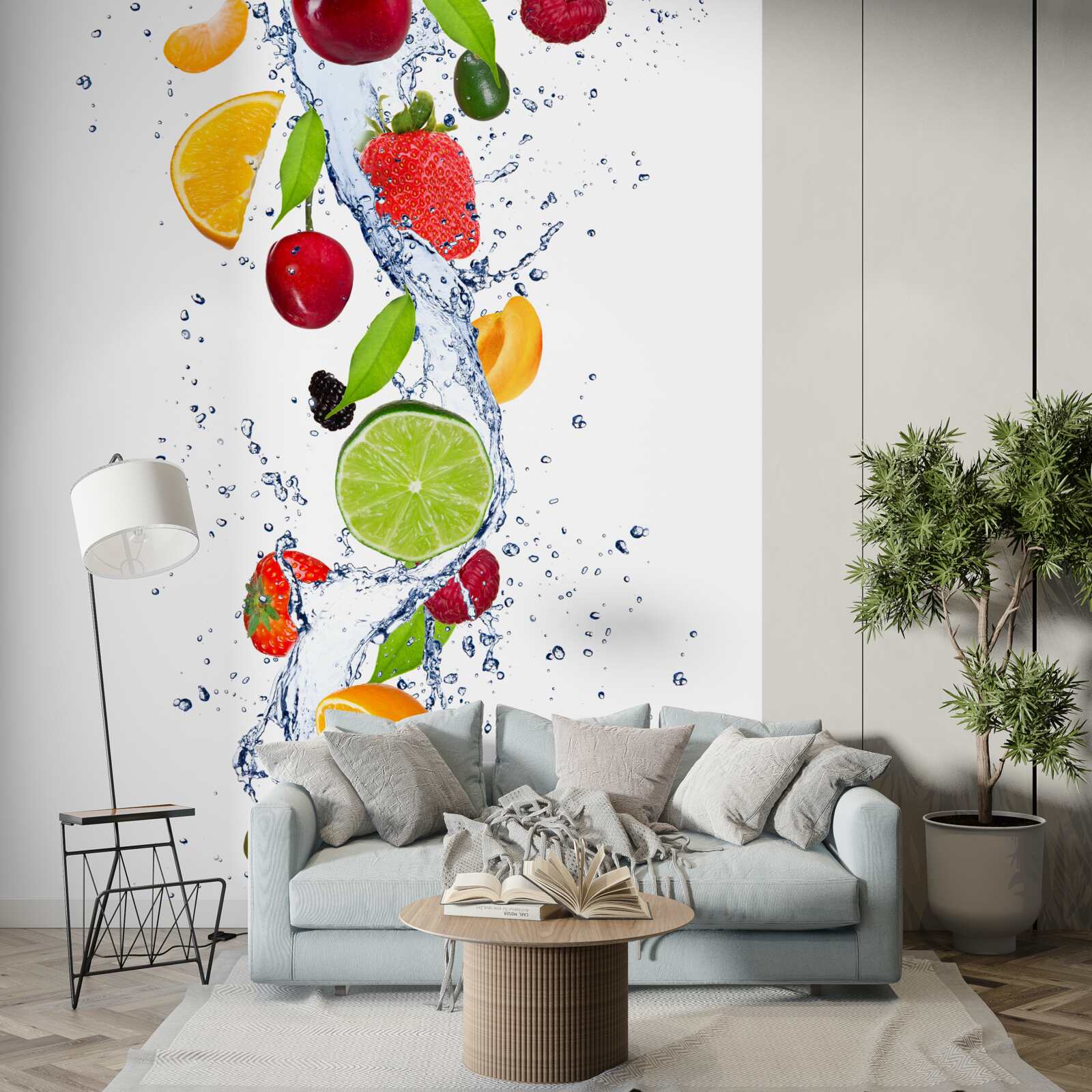 Papier peint fruits tranchés et fruits tombés